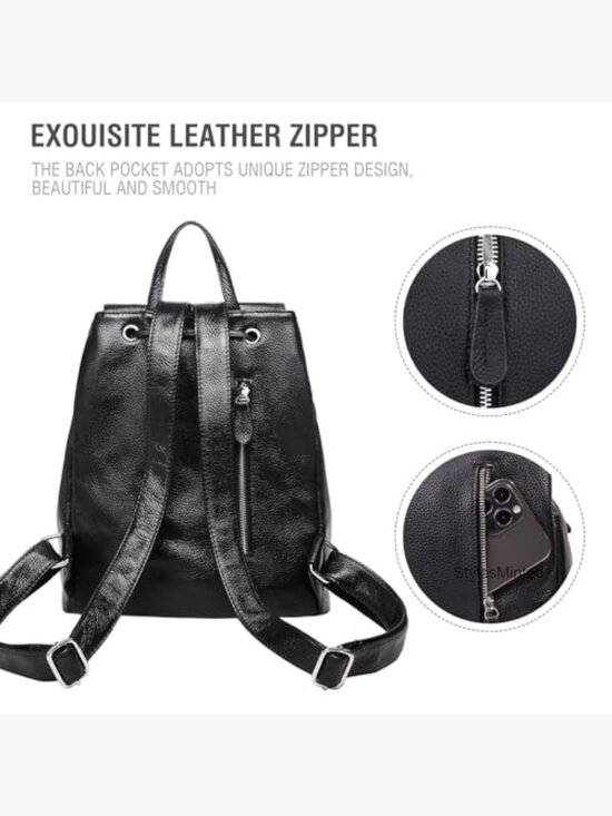 Full-Grain Leather Backpack Purse Structured Design Work Commuter City Travel main image 5